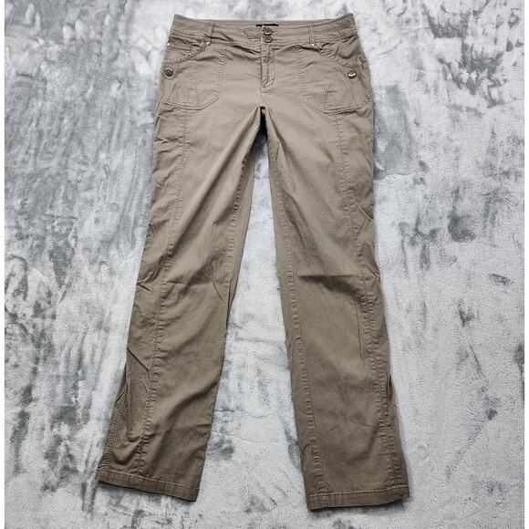Tribal Pants Womens 10 Brown Mid Rise Straight Leg Stretch Cotton Preppy Casual - Picture 1 of 13